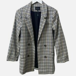 Love Tree Checkered Blazer in Black, White, and Tan